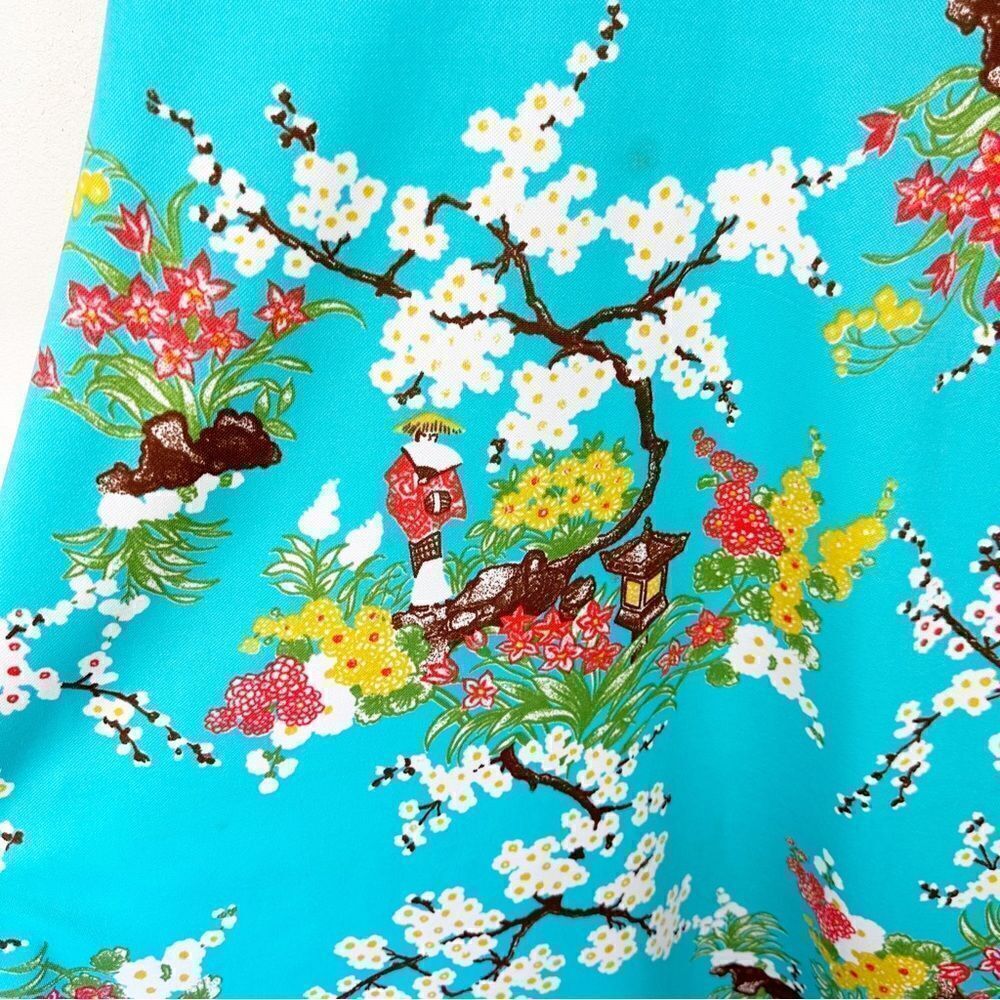 1960s Mod Vintage Oriental Asian Abstract Midi Dress Size 12 - Picture 12 of 12